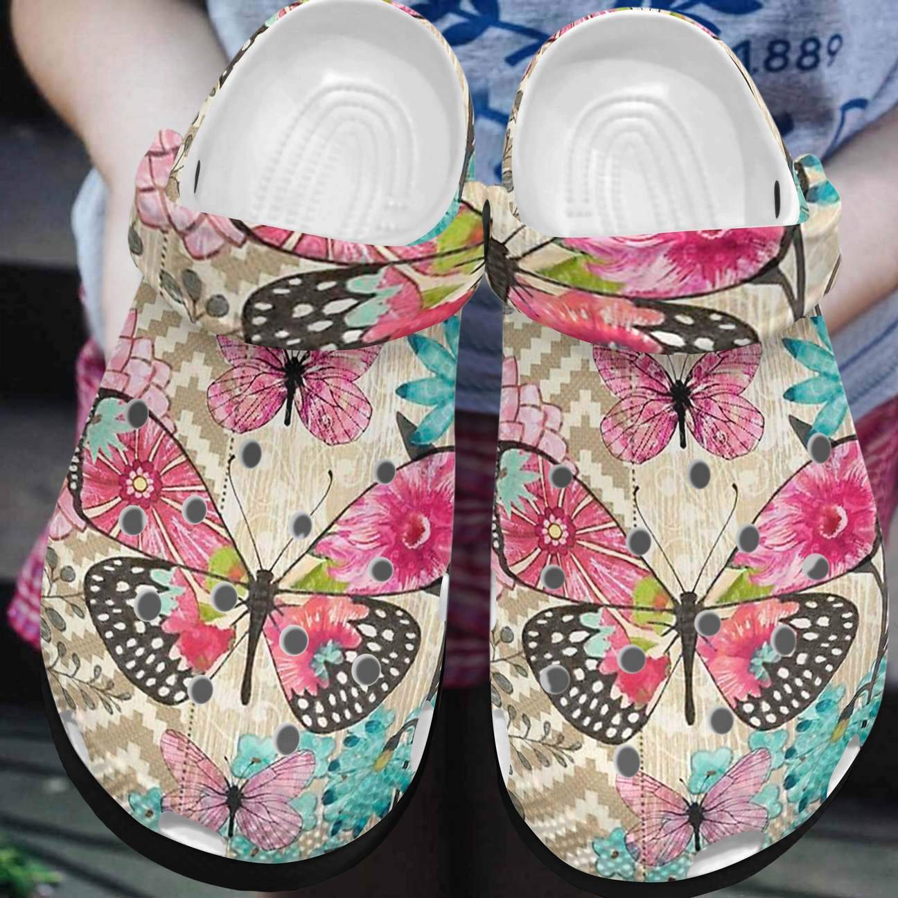 Butterfly Pink Lady Personalized Clog, Custom Name, Text, Color, Number Fashion Style For Women, Men, Kid, Print 3D