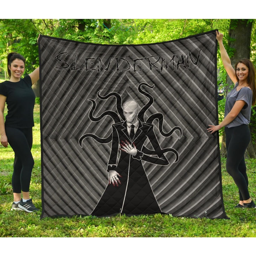 Horror Movie Premium Quilt | Slenderman Minimal Fanart Black White Quilt Blanket Nt082501