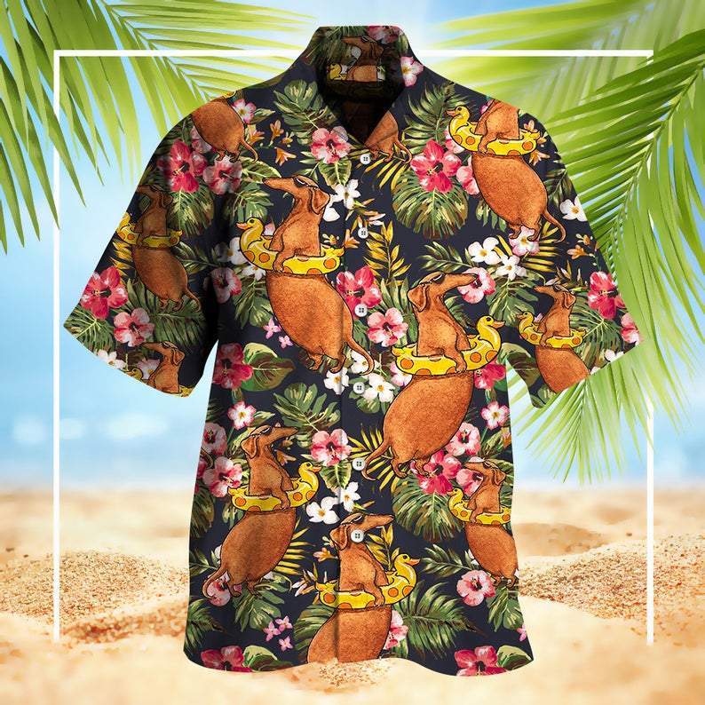 Fat Dachshund Tropical Hawaii Shirt Ha109314