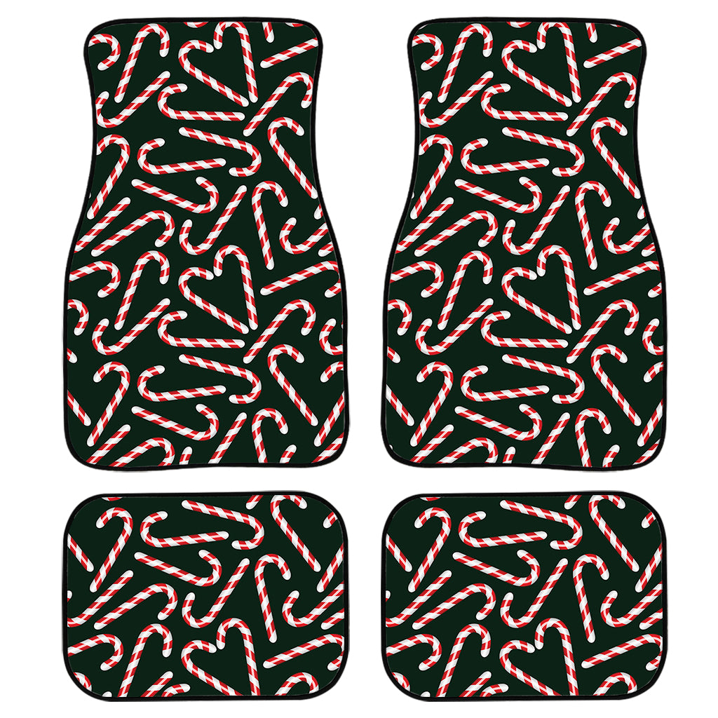 Christmas Candy Cane Pattern Print Front And Back Car Floor Mats