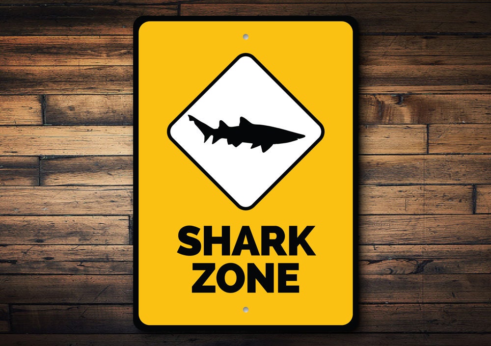 Shark Zone Signs, Shark Zone Sign, Shark Lovers, Ocean Decor, Shark Lover Decor , Ocean, Custom Ocean Sign – Quality Aluminum Shark Zones