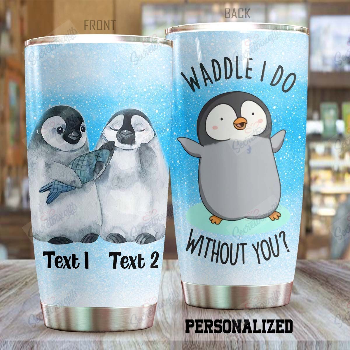 Penguin Stainless Steel Personalized Stainless Steel Tumbler Customize Name, Text, Number Dhsfc