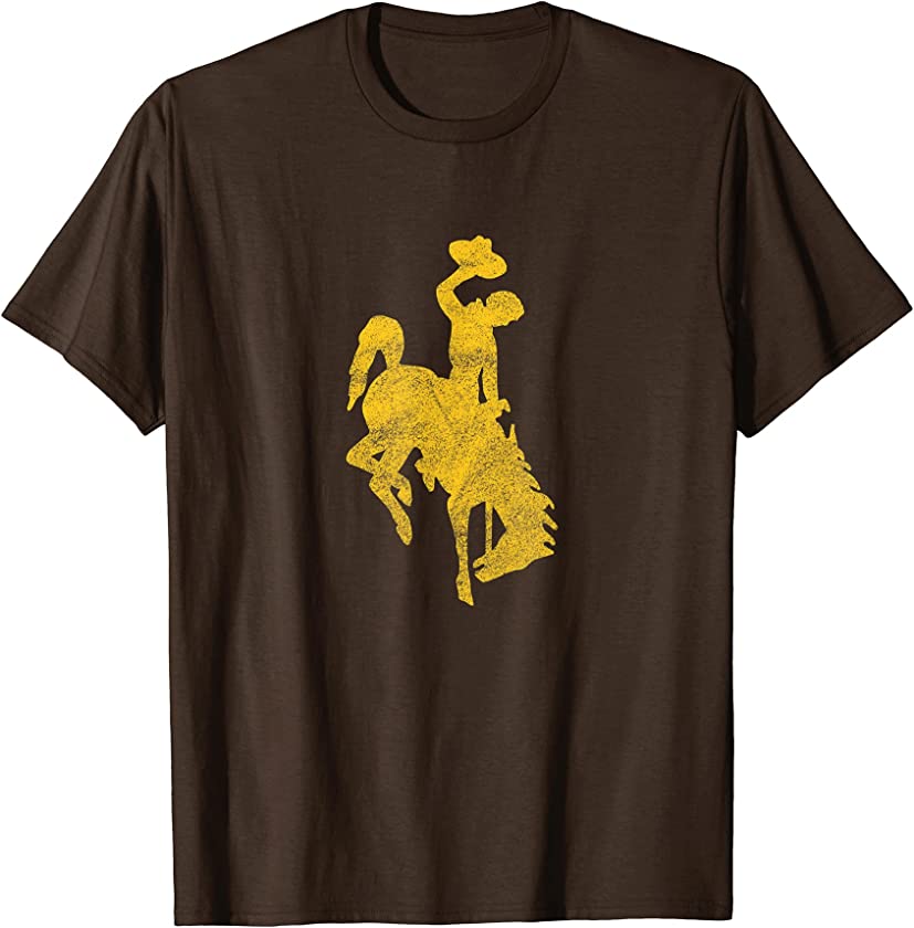 Wyoming Cowboy Riding a Bucking Horse Vintage Design T-Shirt