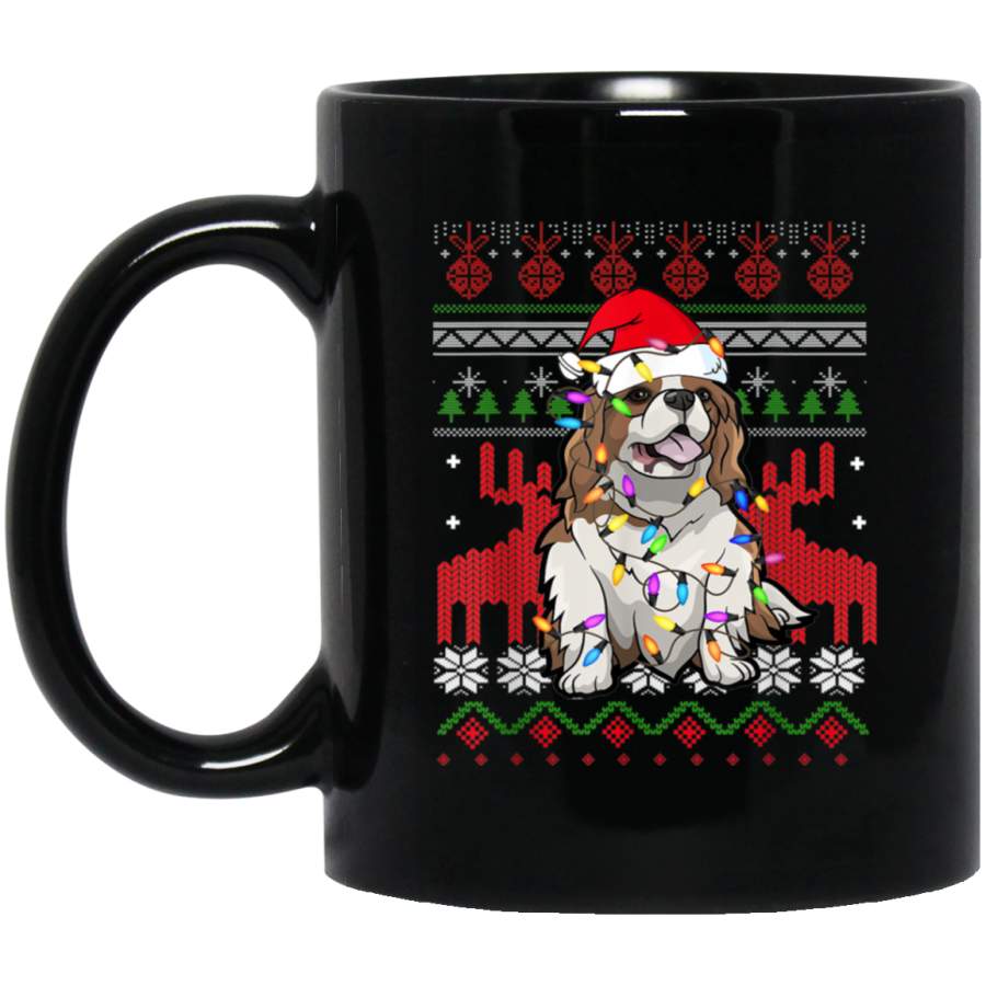 Cavalier king charles spaniel Ugly Christmas Sweater Funny 11 oz 15 oz Mug Black