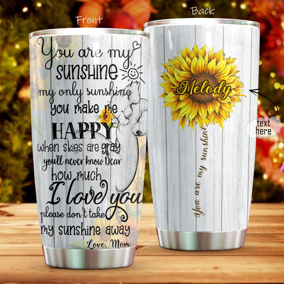 94KKANM – ELEPHANT PERSONALIZED TUMBLER YOU ARE MY SUNSHINE