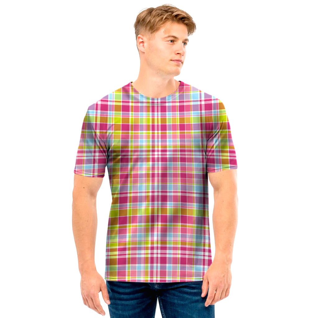 Cotton Candy Pastel Plaid Pattern Print Men’S T-Shirt