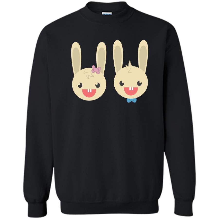 Cute Rabbit Bunny Couple Valentines Day Easter Shirt Printed Crewneck Pullover Sweatshirt 8 oz