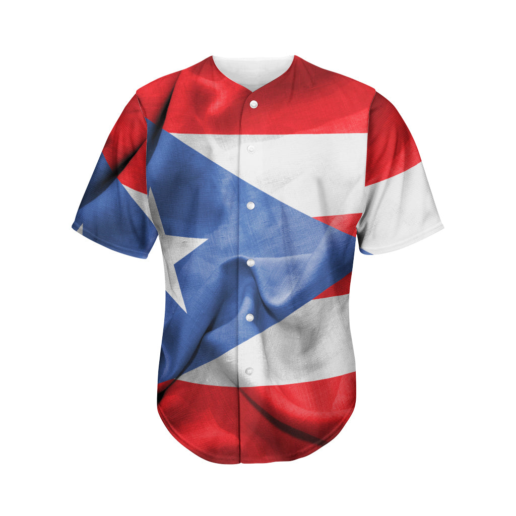 Wrinkled Puerto Rican Flag Print Men’S Baseball Jersey 3D Print