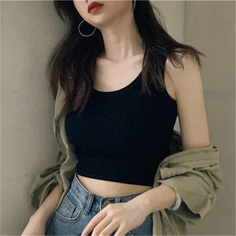 White Knitted Round Neck Women T-shirt Sexy Sleeveless Camisole Crop Top Woman Tight Stretch Tank Top Ladies Tee Top Streetwear alx