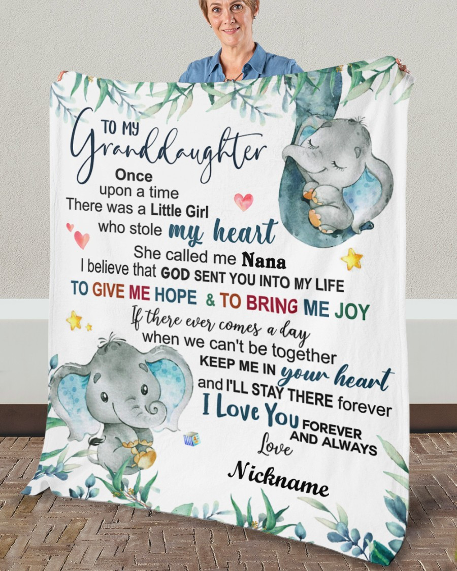 Personalized To My Granddaughter Elephants Keep Me In Your Heart, I Love You Forever And Always Sherpa Fleece Blanket