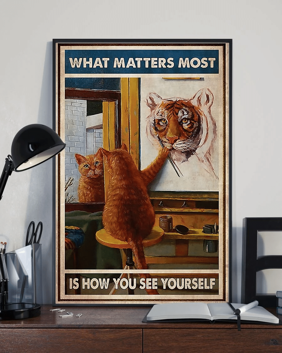 Cat Tiger Reflection Poster Canvas – What Matters Most Is How You See Yourself Home Decor Wall Art Evg80335