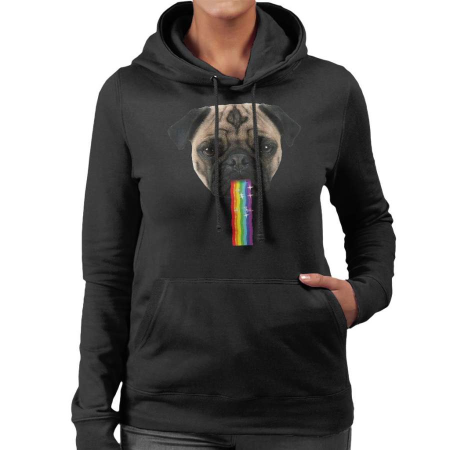 Pug Puking Rainbow Snapchat Filter Women’s Hooded Sweatshirt