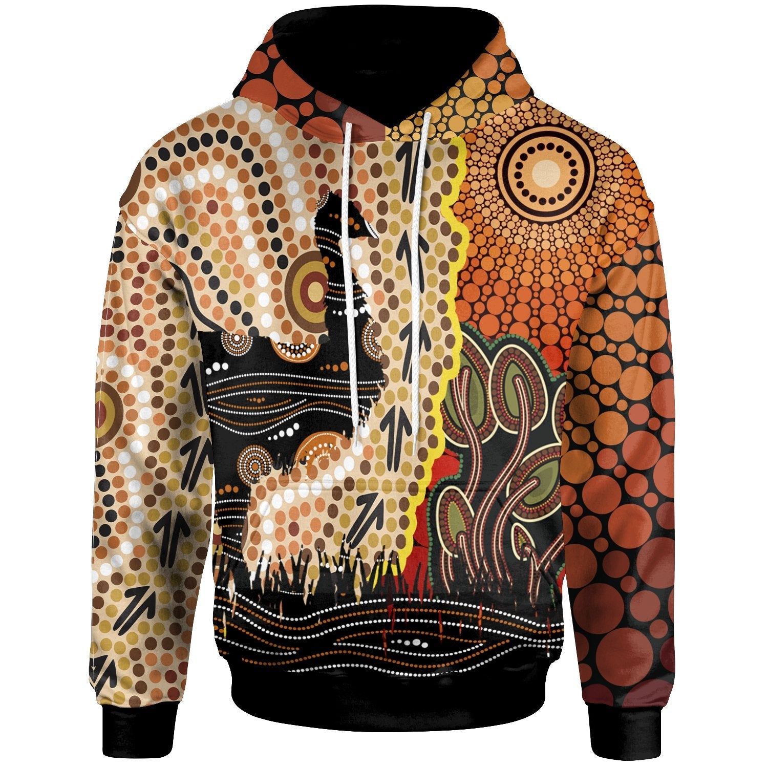 Hoodie – Australian Aboriginal Sun And Emu – BRANDAX