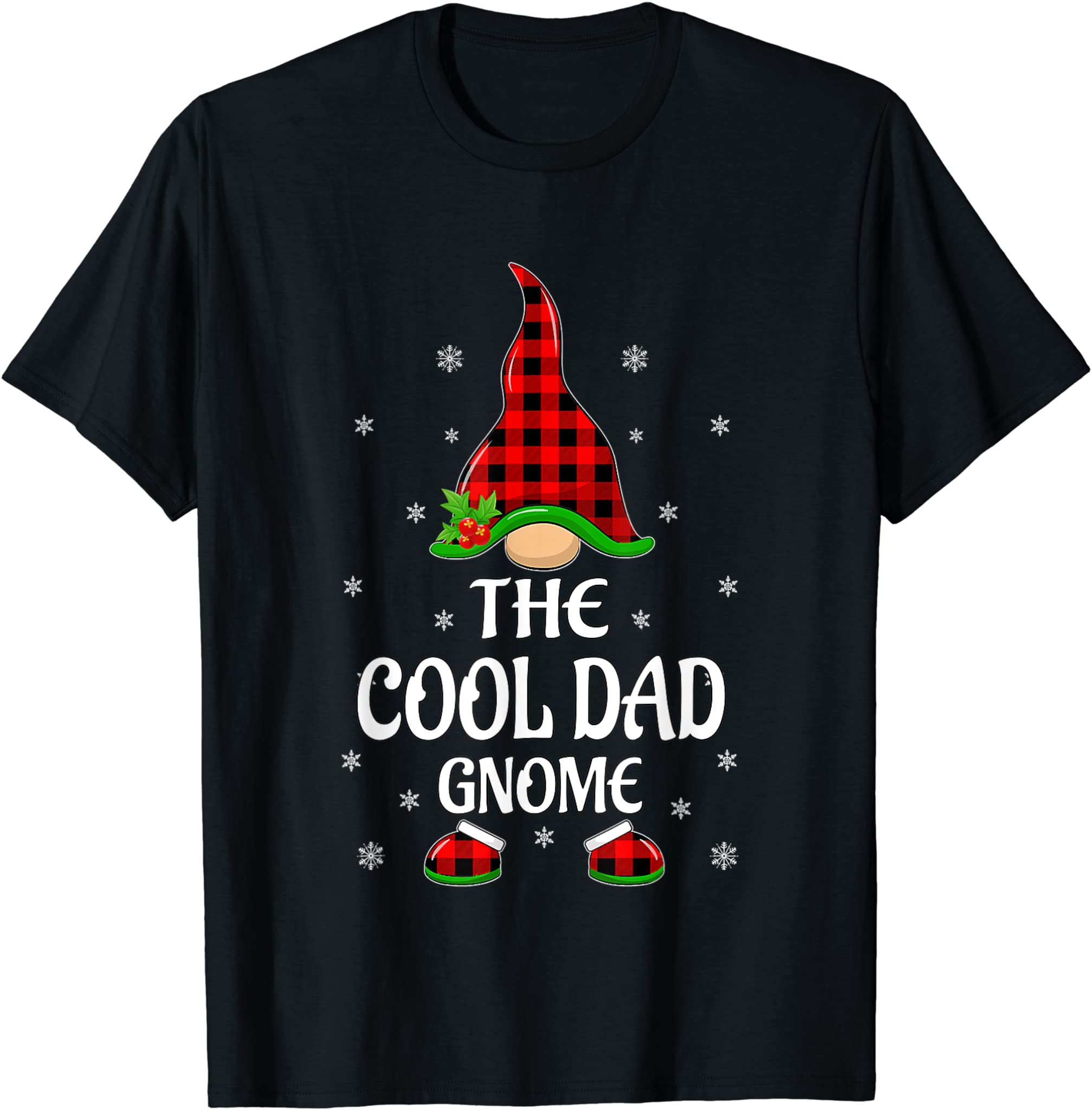 Red Buffalo Plaid Matching The Cool Dad Gnome Christmas T-Shirt