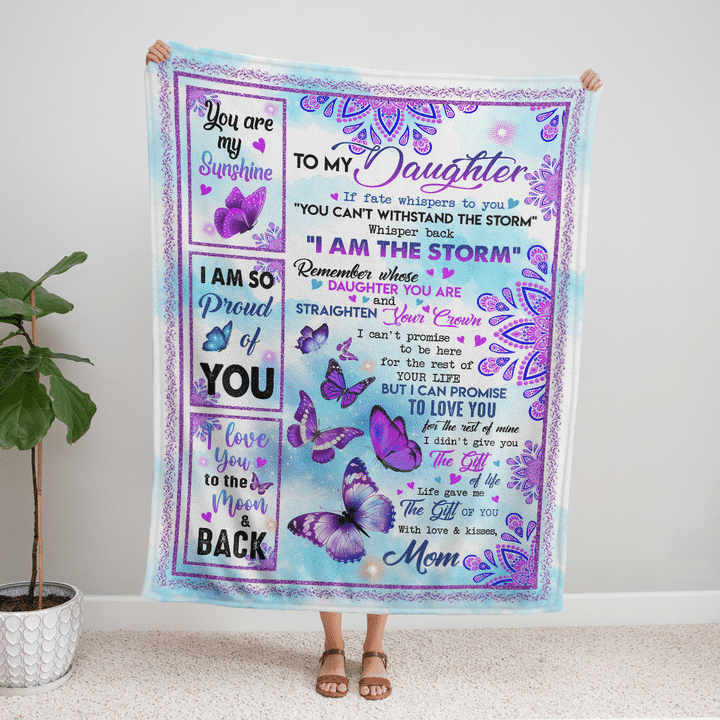 To My Daughter Straighten Your Crown Fleece Blanket Gift For Family, Birthday, Daughter, Mom To Daughter Gift Home Decor Bedding Couch Sofa Soft And Comfy