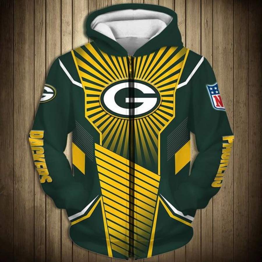 Green Bay Packers Sunlight Casual Zipper Hoodie