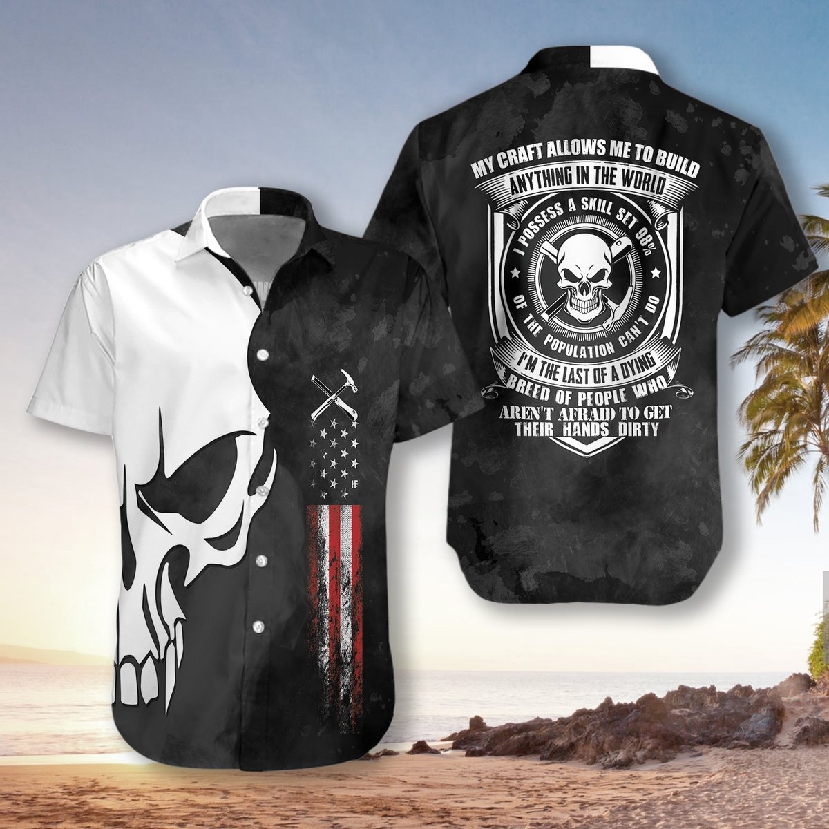 Roofer Proud Skull Hawaii Shirt Ha61735