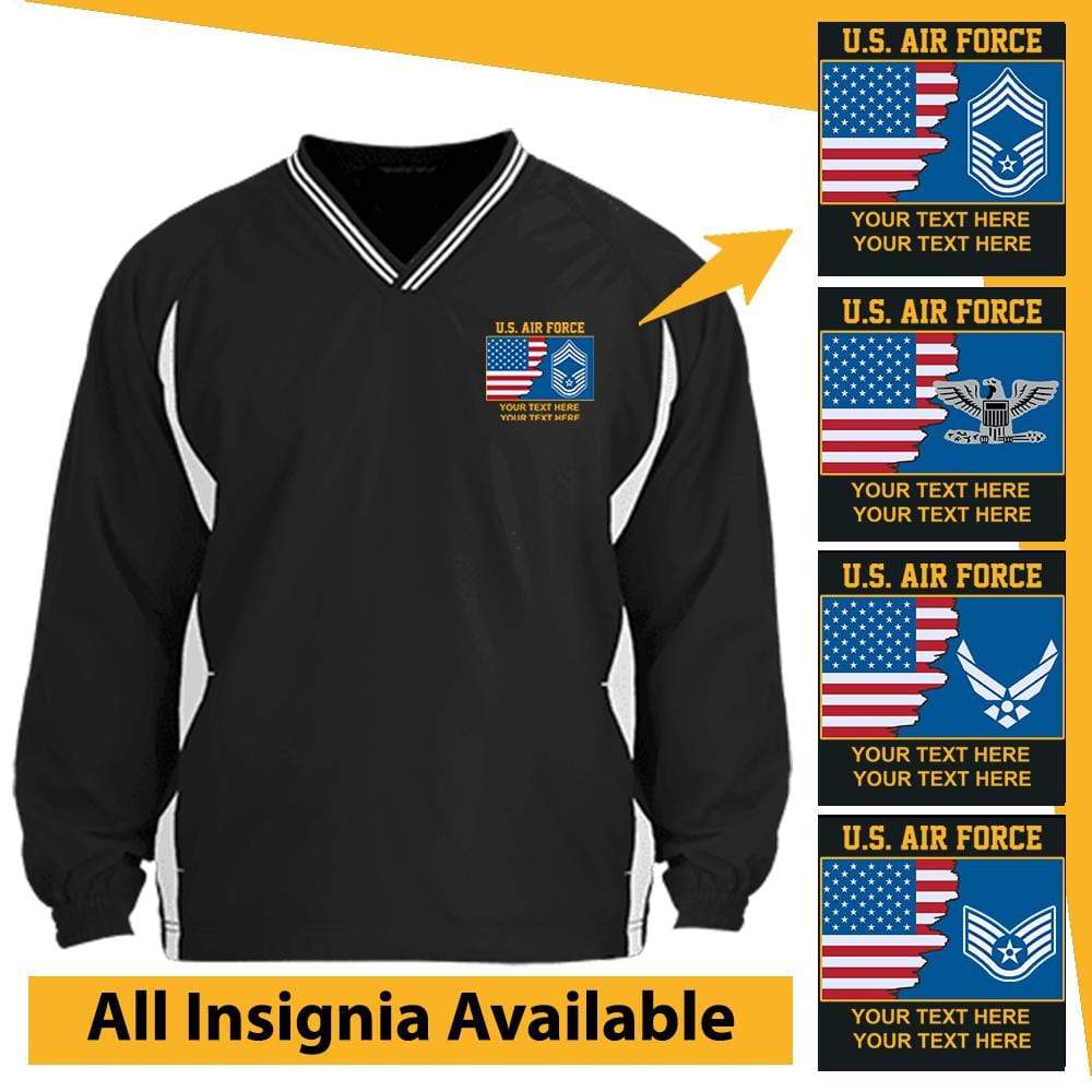 US Air Force Personalized Insignia and Text Embroidered Windshirt