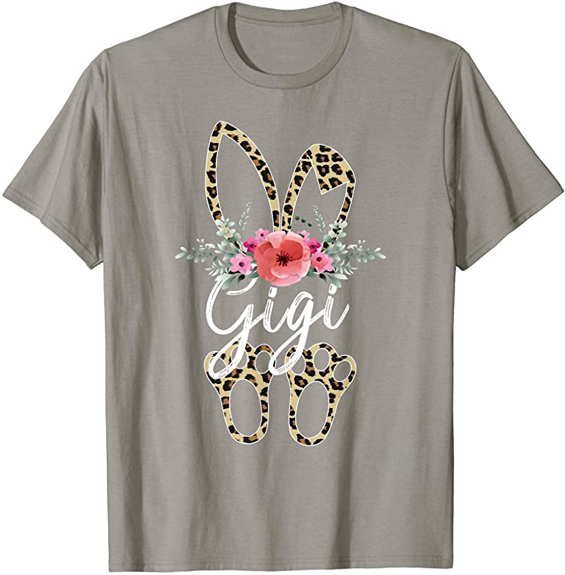 Mother’s Day Easter Gifts For Gigi Leopard Bunny Floral T-Shirt