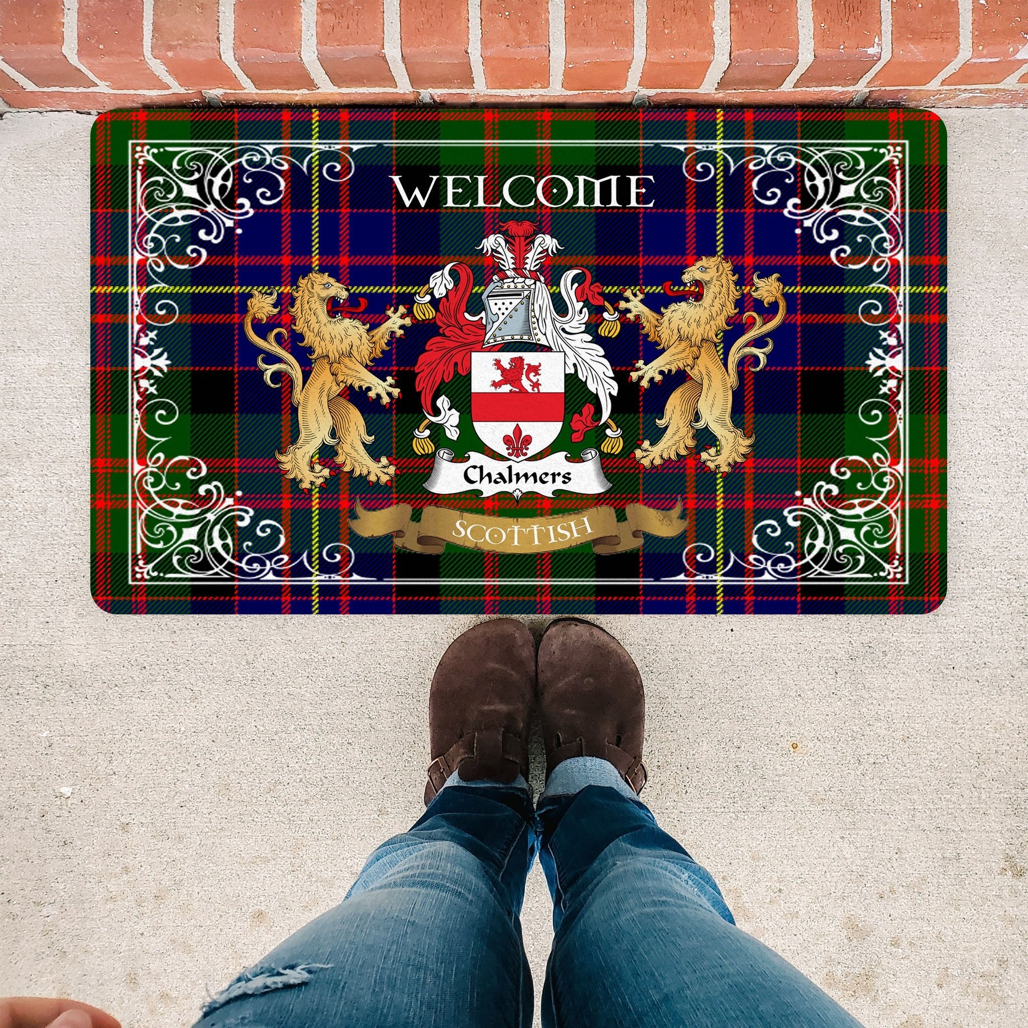 Scotstee Shop Tartan Door Mat The Family Chalmers Scottish Plaid Doormat, Welcome Mat, Christmas Door Mat