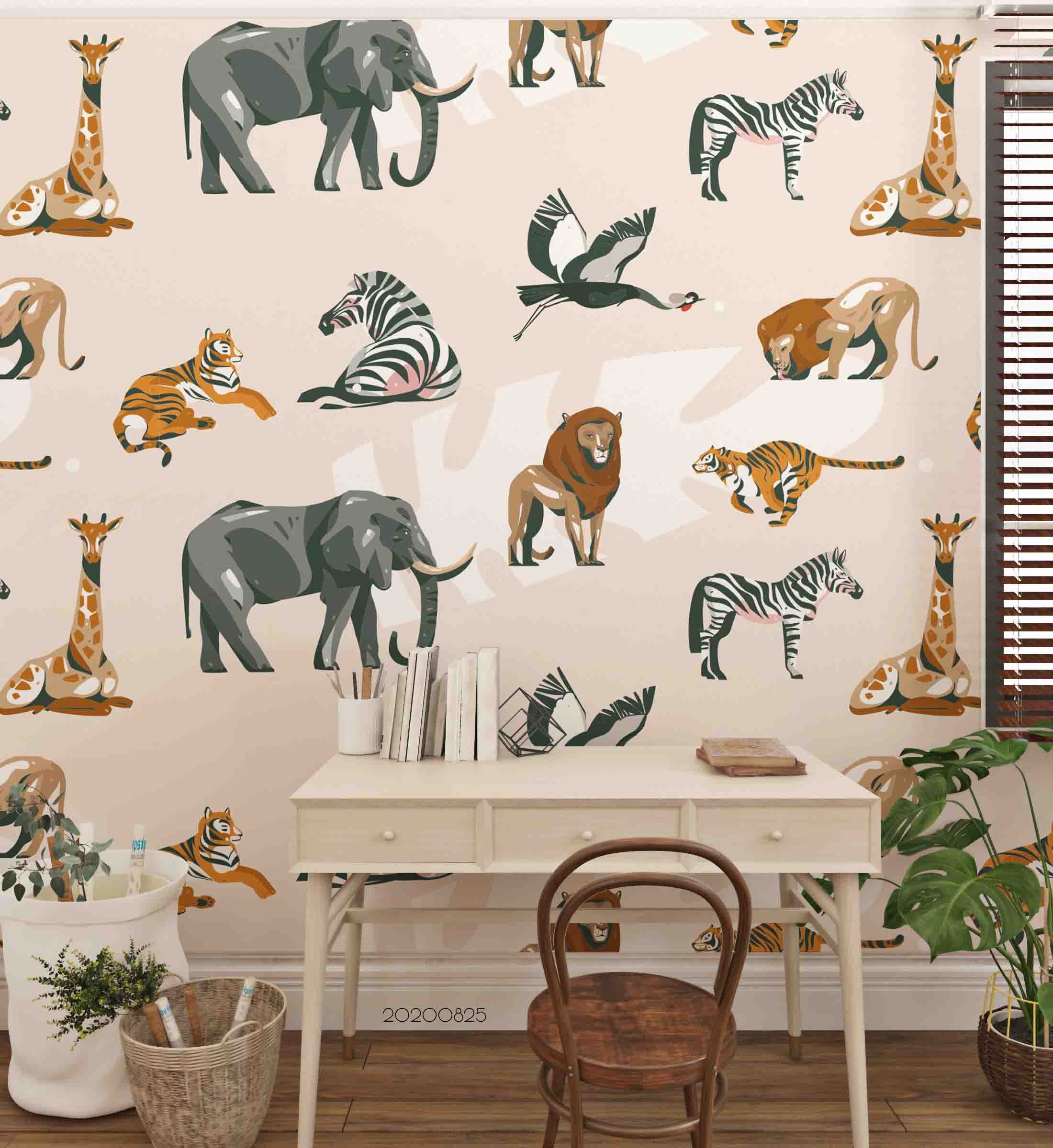 3D Hand Drawn Animal Wall Mural Wallpaper 12 Lqh