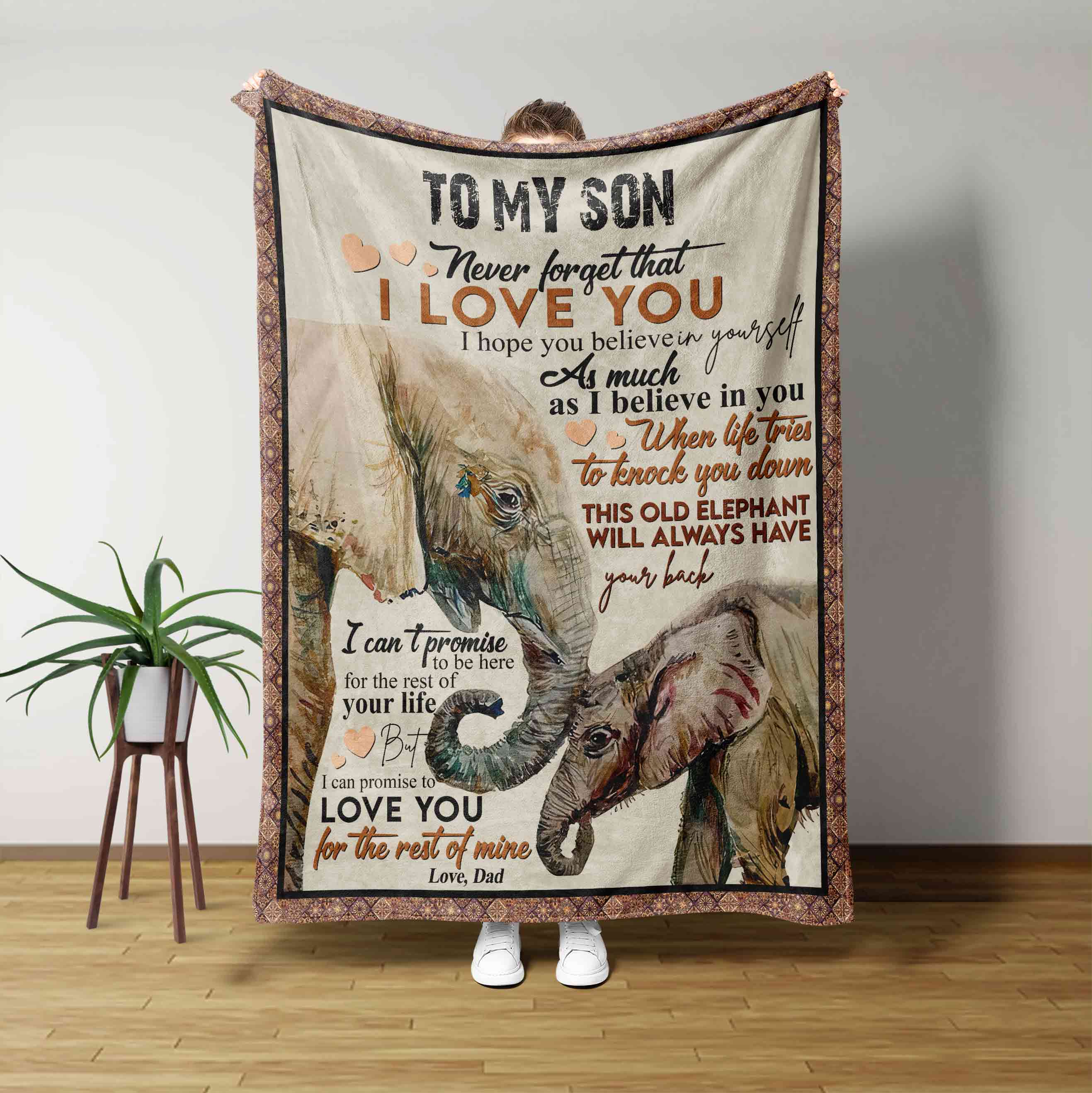 Personalized Name Blanket, Elephant Blanket, Heart Blanket, Family Blanket, Gift Blanket