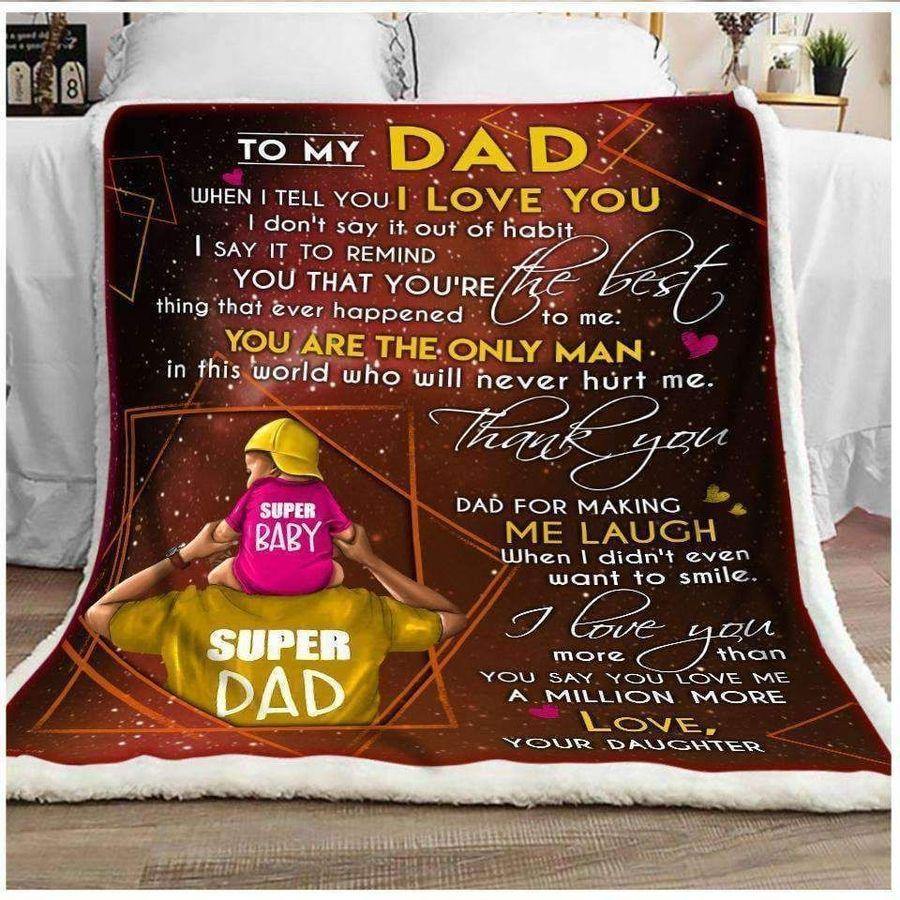 [Personalized Name] Family To My Dad From Daughter Super Baby Super Dad – Best Idea Gift For Dad, Gift For Home Decor, Gift For Family  – Fleece Blanket