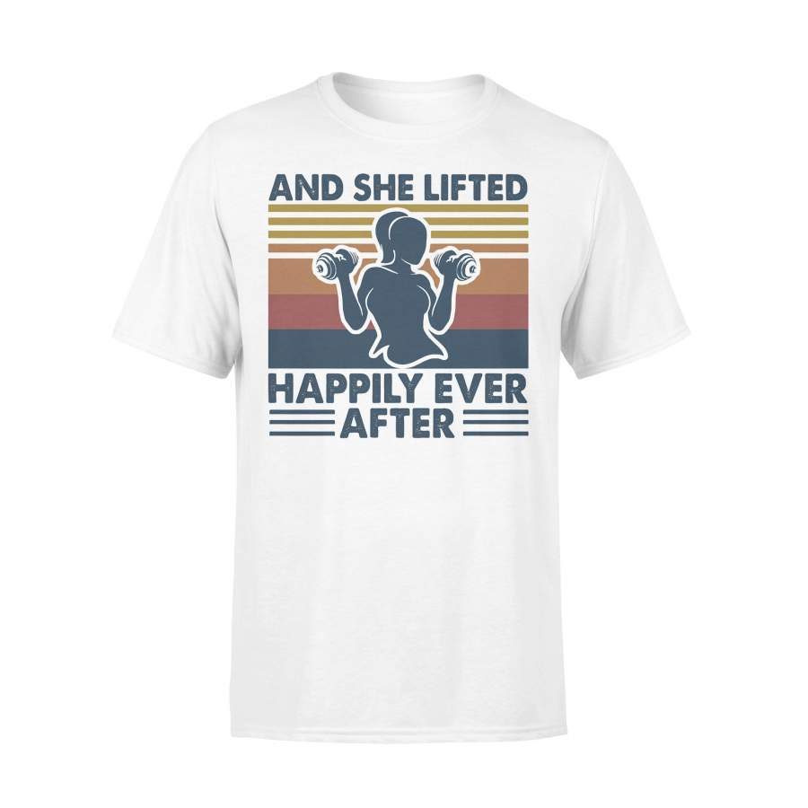And She Lifted Happily Ever After Fitness Vintage Retro T-shirt