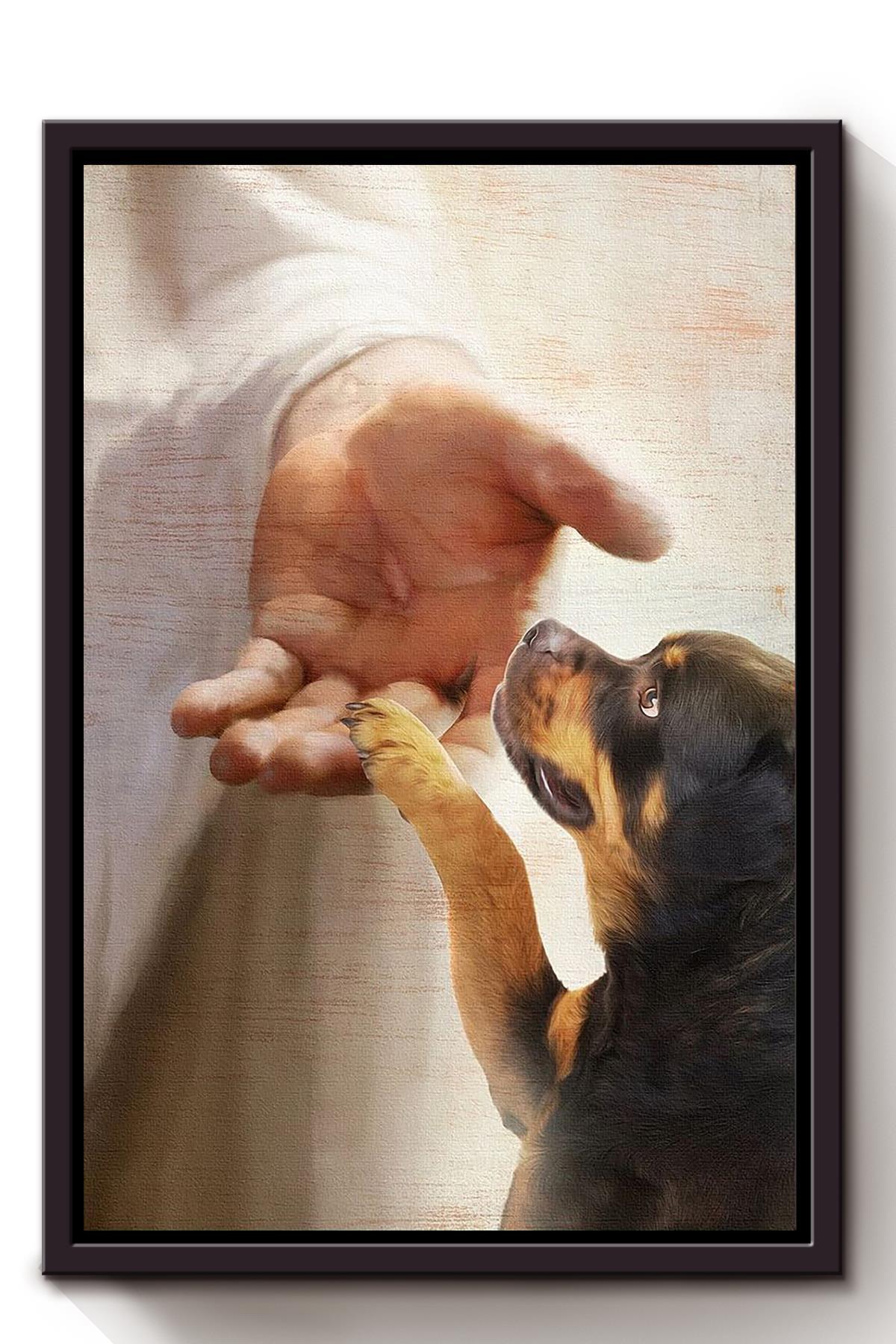 Puppy Take My Paw Christian Wall Art Gift For Dog Lover Framed Canvas