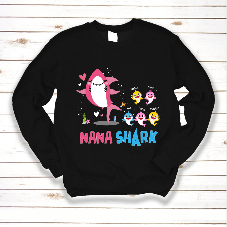 Nana Shark And Grandkids Custom Sweatshirt