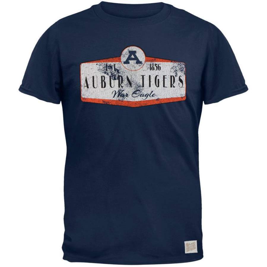 Auburn Tigers – Distressed War Eagle Sign Vintage Adult Soft T-Shirt