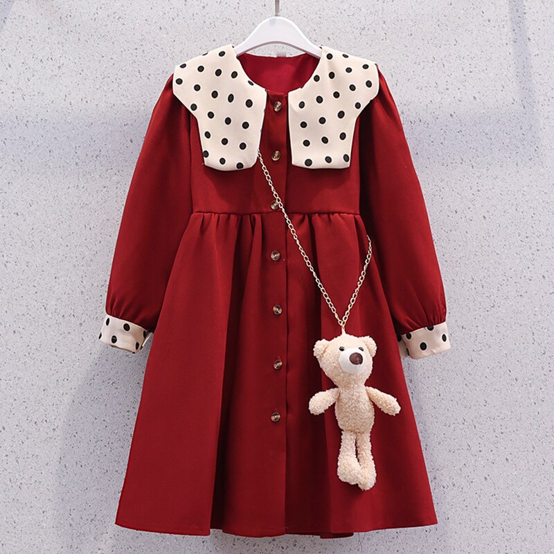 Baby Girls Dresses for Kids Clothes for Teenagers School Preppy Outfits Autumn Spring Long Sleeve Children Vestidos 6 8 10 12 Y alx