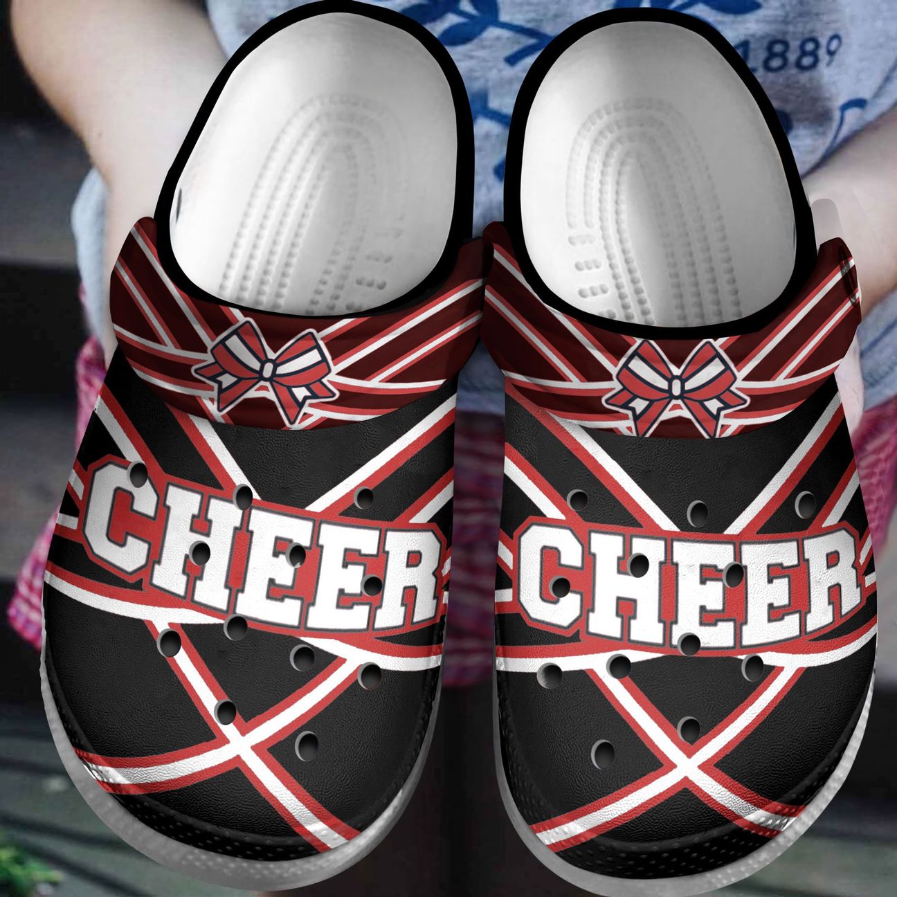 Cheerleader Personalized Clog, Custom Name, Text, Color, Number Fashion Style For Women, Men, Kid, Print 3D Cheer Strips