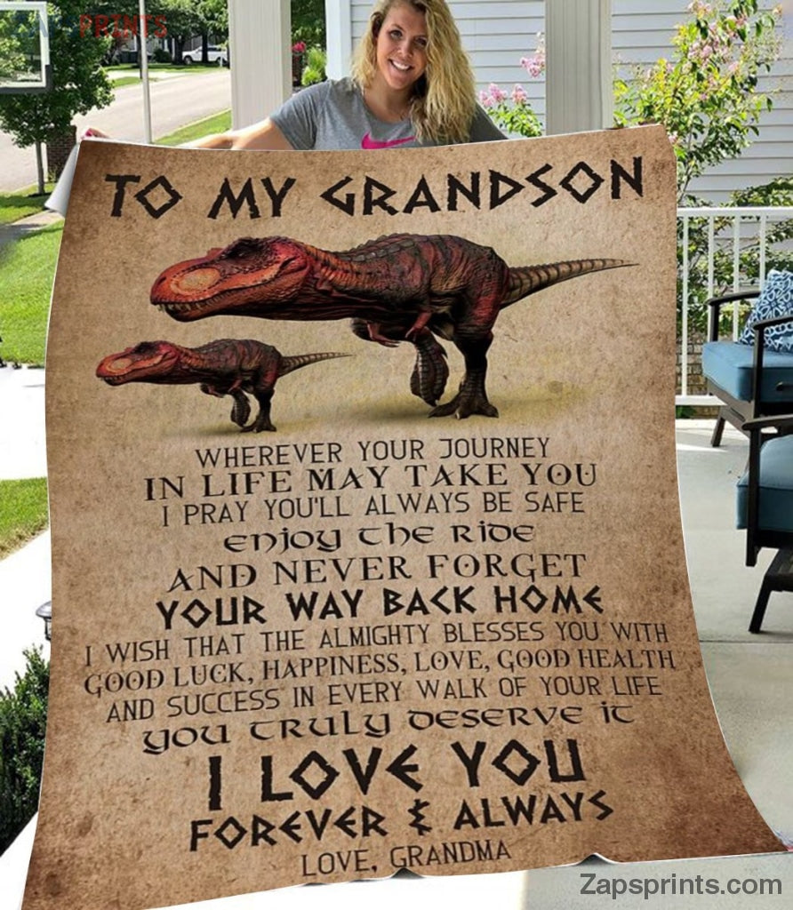 Gift For Grandson – To My Grandson – Dinosaur – I Love You Forever And Always – Grandma Gift To Grandson – Blanket