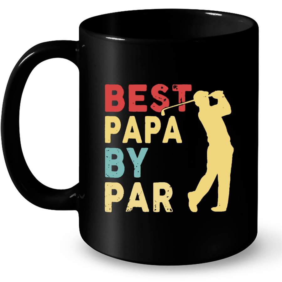 Best Papa By Par, Golf Lover, Classic Vintage B – Full-Wrap Coffee Black Mug