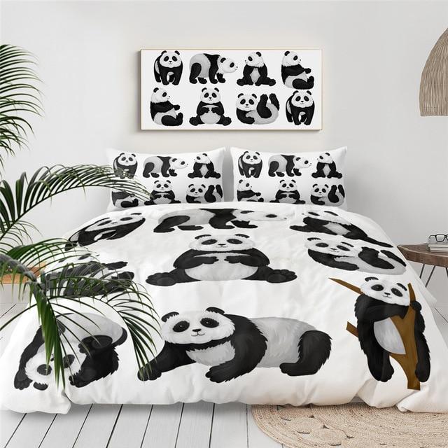 Cute Panda 3 Pieces Quilted Comforter Set