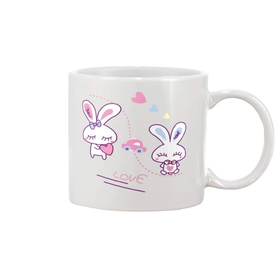 Cute Bunny Couple Love Valetine Gift White Mug