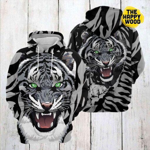 White Tiger Face Hoodie Sweatshirt