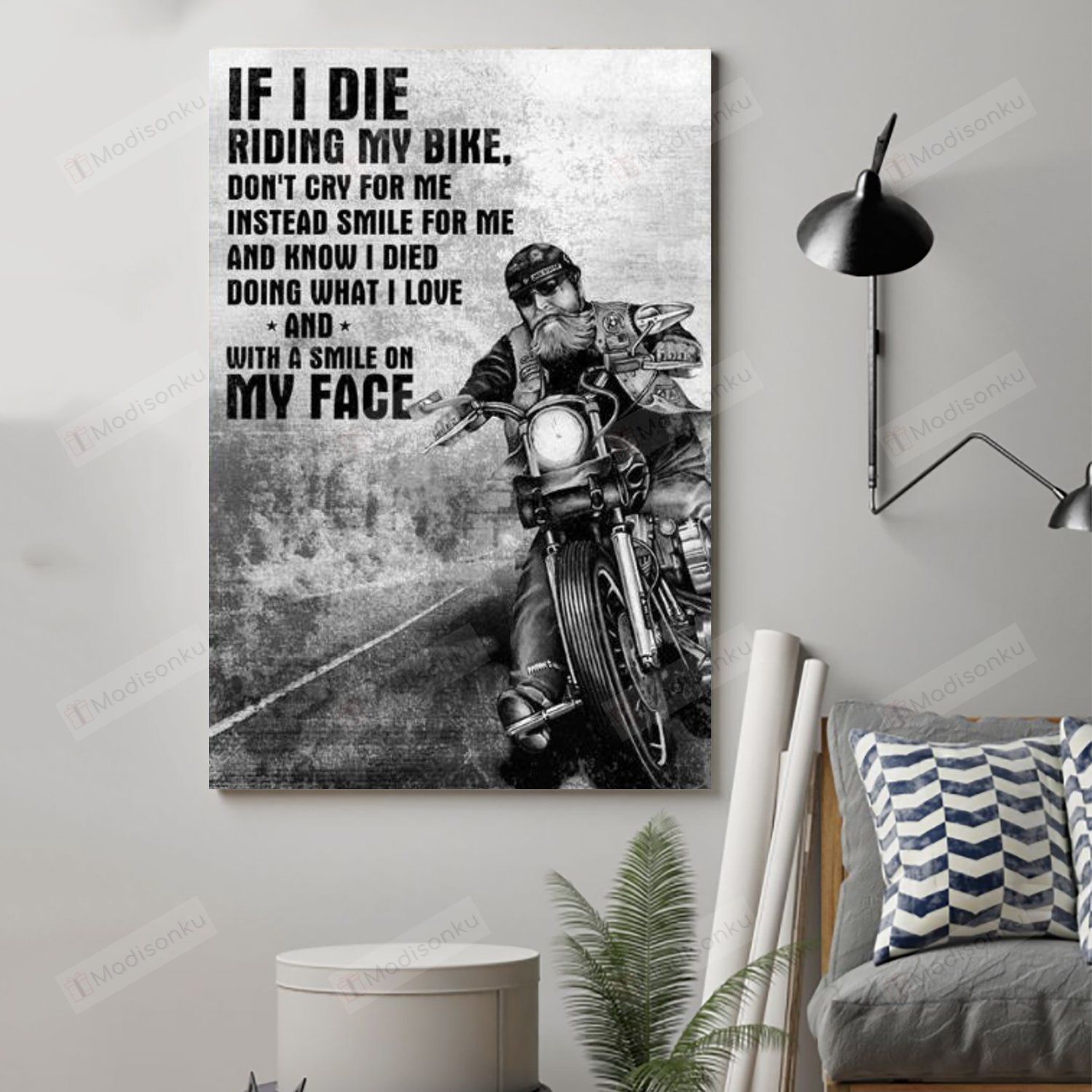 Biker If I die Riding My Bike Vertical Poster – Print Perfect, Ideas On Xmas, Birthday, Home Decor, No Frame Full Size