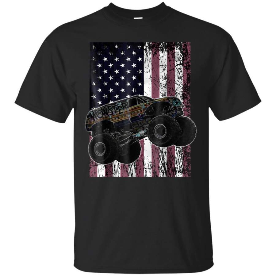 AGR Monster Truck American Flag Racing Usa Patriotic Tshirt Jaq T-shirt