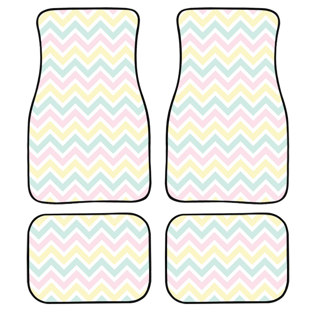 Pastel Chevron Pattern Print Front And Back Car Floor Mats, Front Car Mat