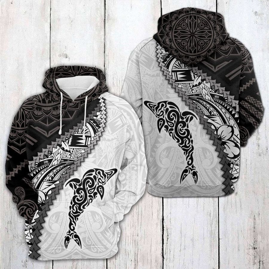 Amazing Dolphin Black And White Cool Design 3D Printed Sublimation Hoodie Hooded Sweatshirt Comfy Soft And Warm For Men Women S to 5XL CTC15011390