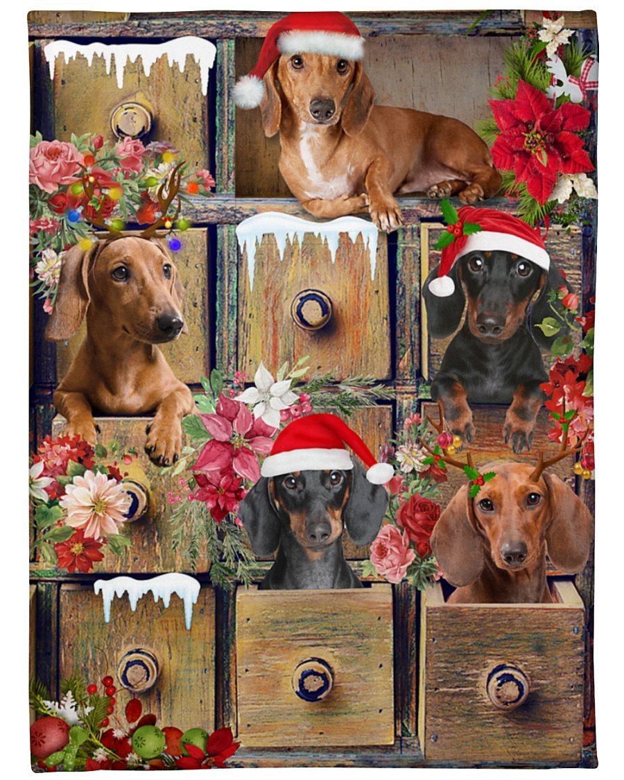 Dachshund Hello Christmas Blanket