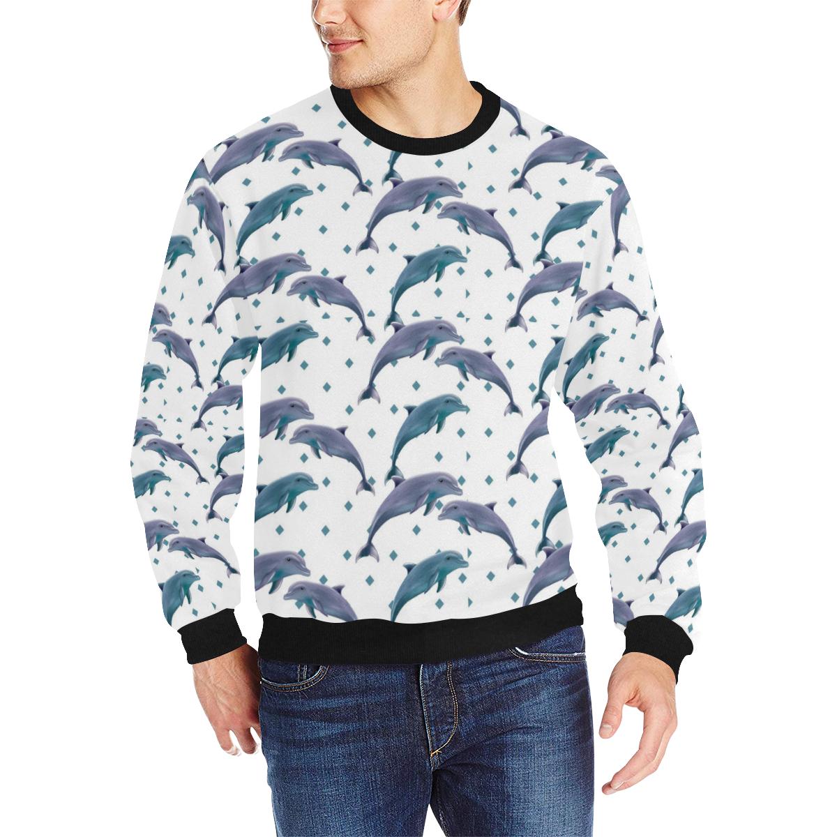 Dolphins pattern dotted background Men’s Crew Neck Sweatshirt