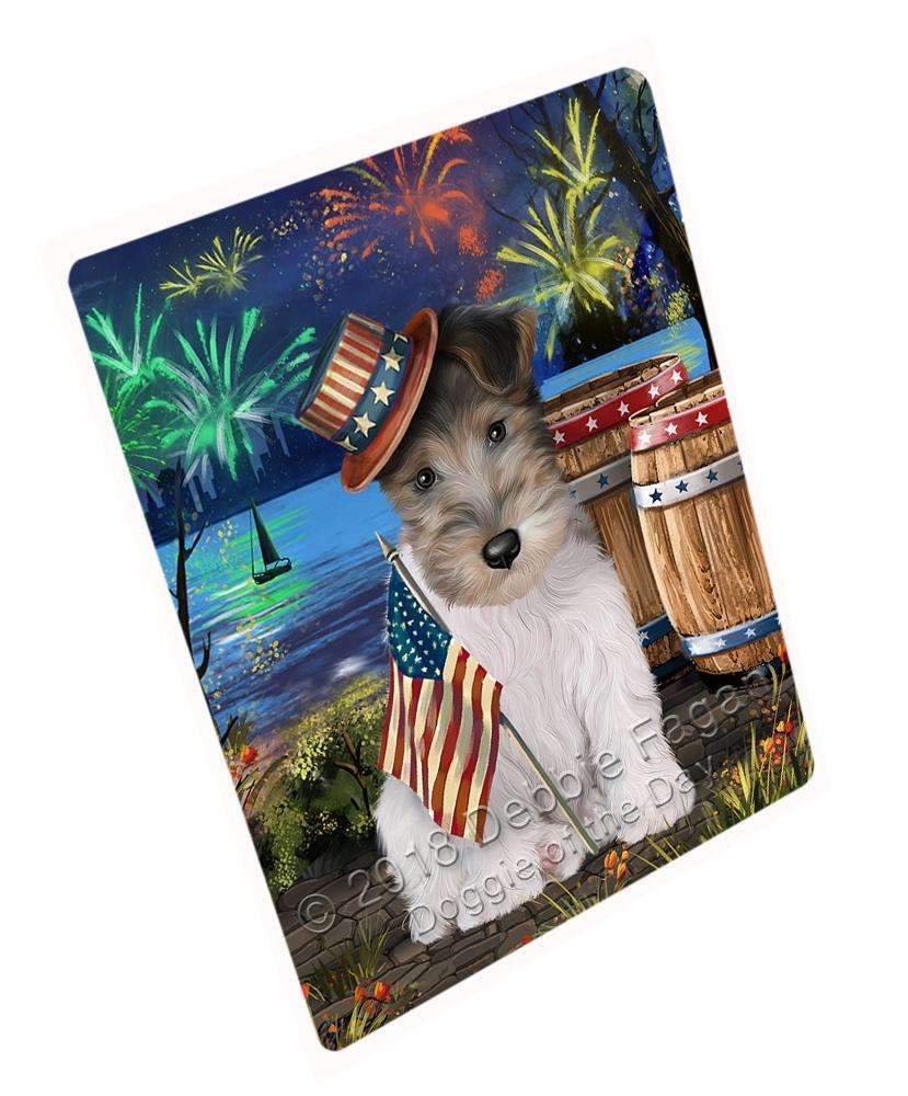 4Th Of July Independence Day Fireworks Wire Hair Fox Terrier Dog At The Lake Blanket Blnkt77412