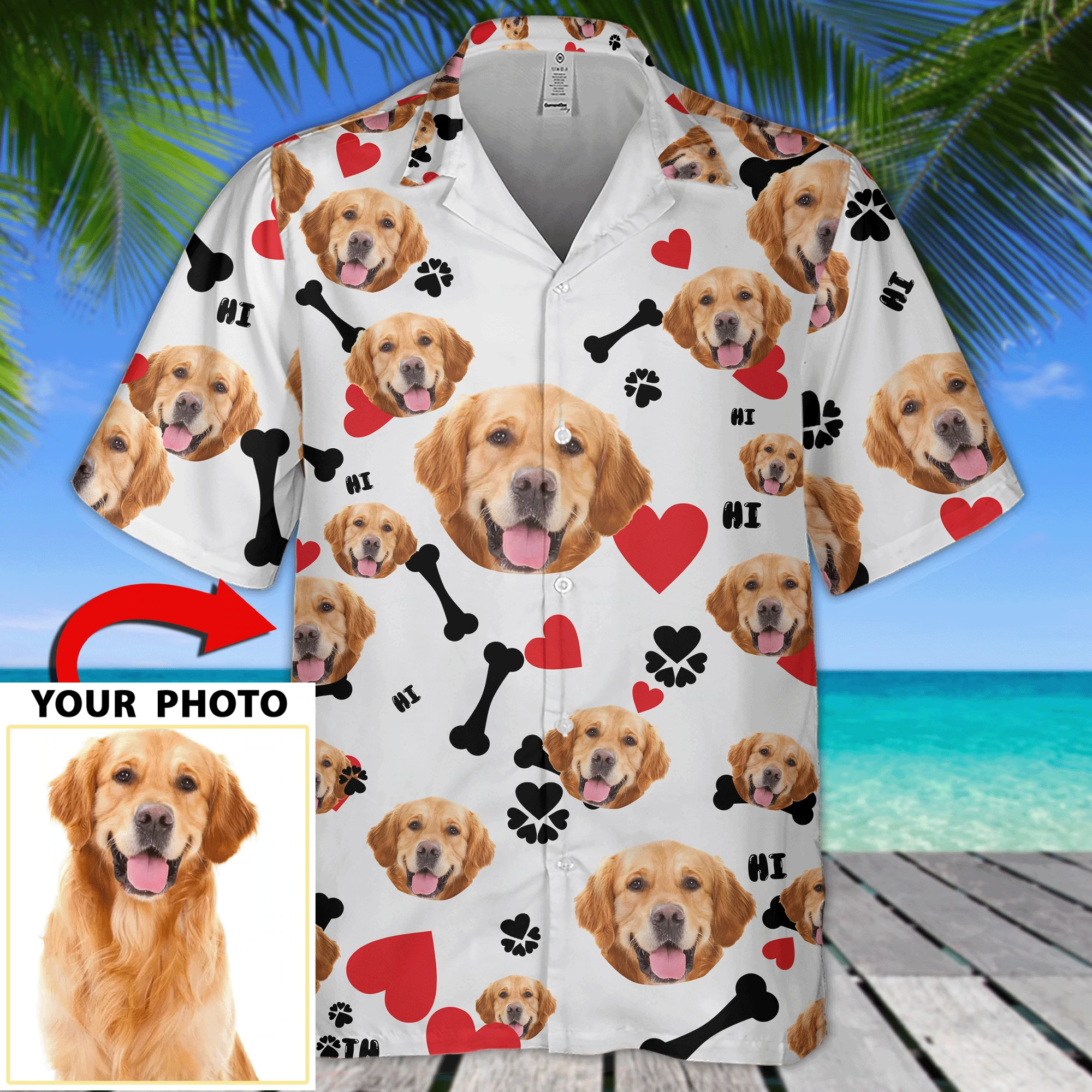 Custom Dog Photo Hawaii Summer Hawaii Shirt Men Ha80080