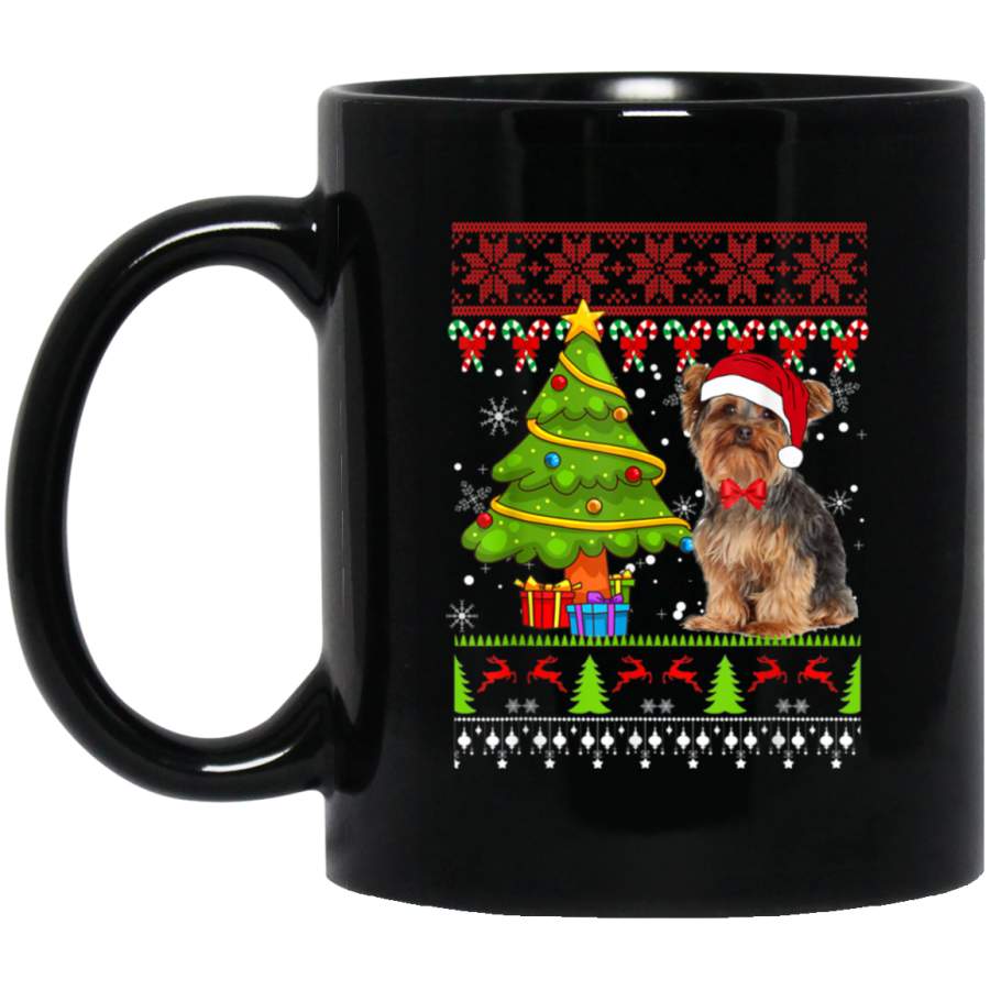 Yorkshire Terrier Ugly Christmas Yorkshire Terrier Dog  11 oz 15 oz Mug Black