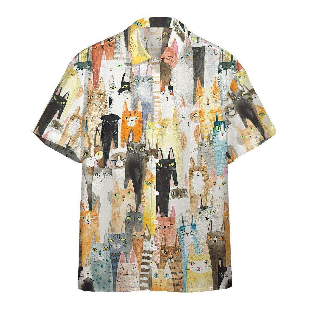 Gearhumans Lots Of Colorful Cats Hawaiian Shirt Ha65458