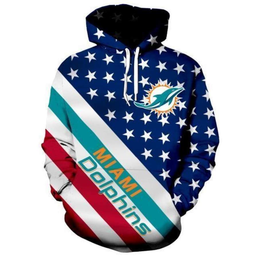 American Flag Miami Dolphins Hoodie Unisex 3D All Over Print