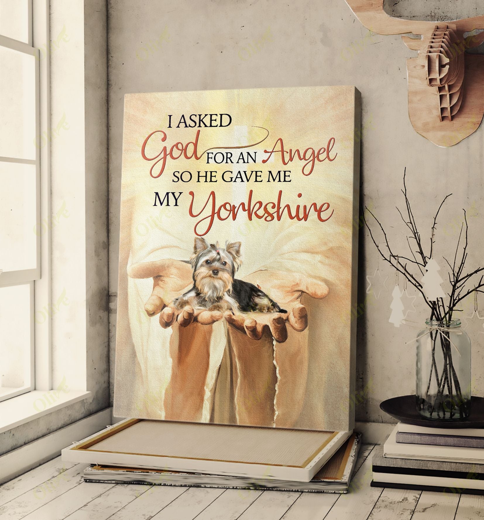 Yorkshire Terrier – God Gave Me An Angel Canvas Wall Art Home Decor